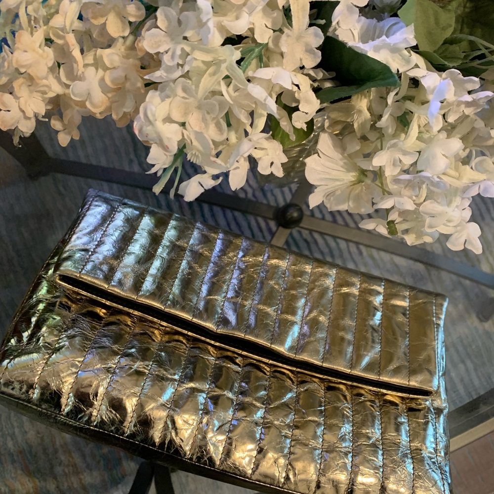 Dries Van Noten gold clutch women’s handbag